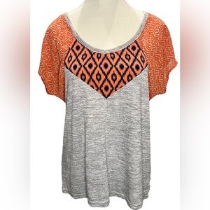 Miss Me Orange and Gray Blouse